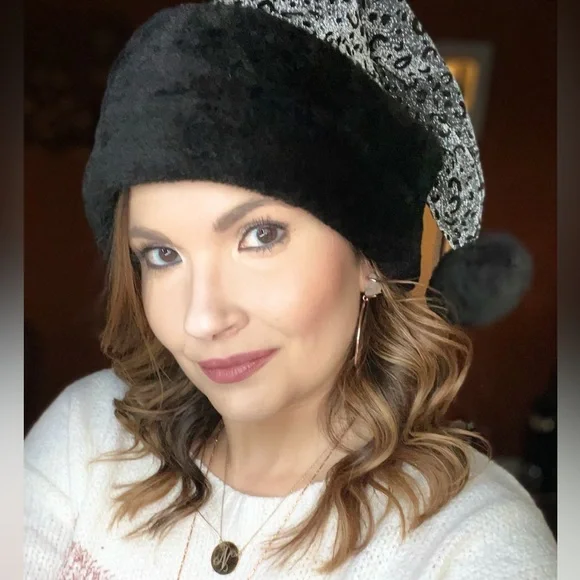 Fuzzy Leopard Santa Hat - Picture 7 of 8